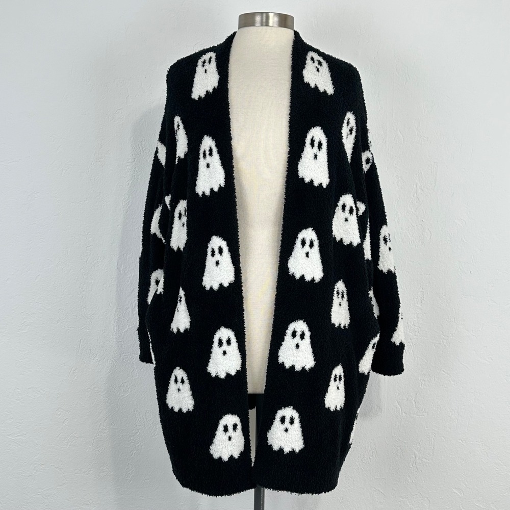 Blakely Halloween Ghost Cardigan Sweater One Size Soft Cozy Spooky Cute Pockets